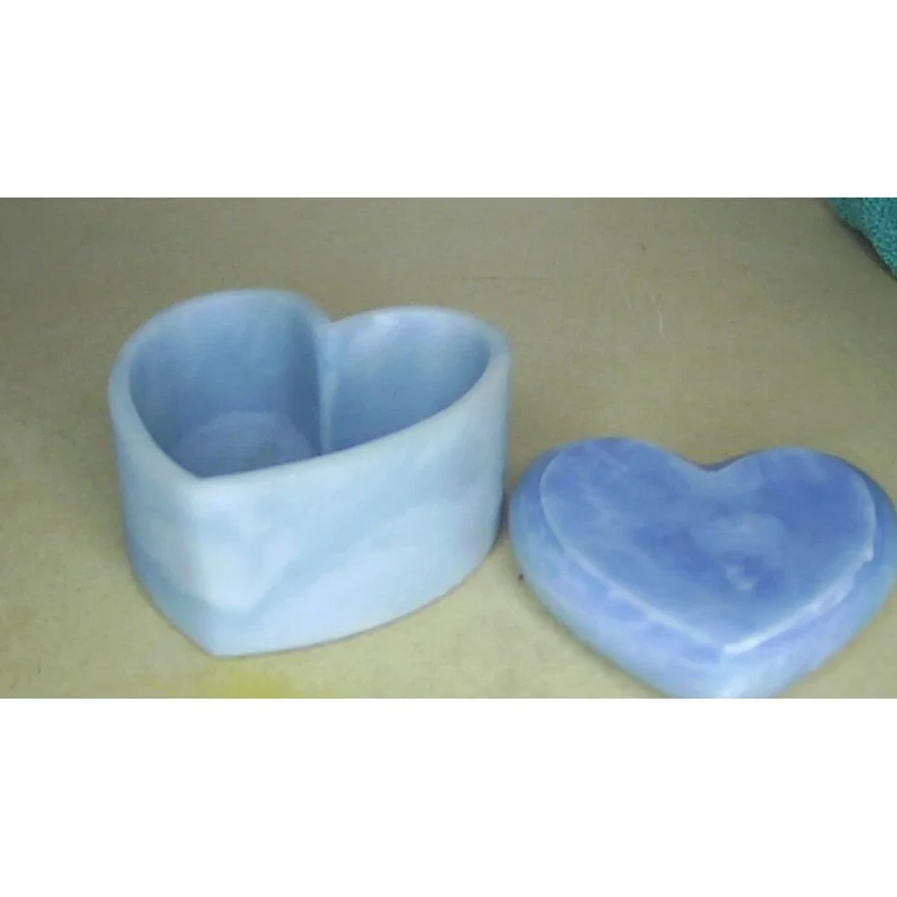 Vtg Design Gift Intn'l Incolay Stone Blue Flowers Roses Jewelry Box 3.5x3.5x2